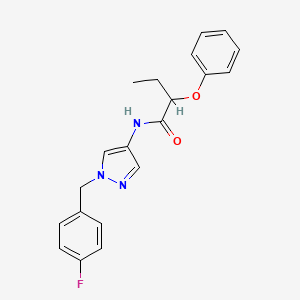 molecular formula C20H20FN3O2 B4277207 N-[1-(4-fluorobenzyl)-1H-pyrazol-4-yl]-2-phenoxybutanamide 