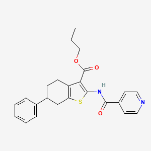 molecular formula C24H24N2O3S B4277236 propyl 2-(isonicotinoylamino)-6-phenyl-4,5,6,7-tetrahydro-1-benzothiophene-3-carboxylate 