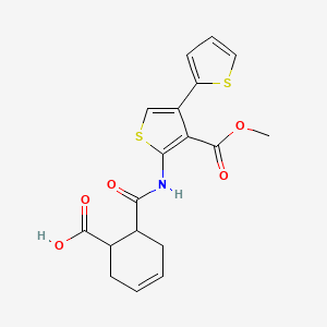 molecular formula C18H17NO5S2 B4277273 6-({[4'-(methoxycarbonyl)-2,3'-bithien-5'-yl]amino}carbonyl)-3-cyclohexene-1-carboxylic acid 