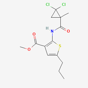 molecular formula C14H17Cl2NO3S B4277332 methyl 2-{[(2,2-dichloro-1-methylcyclopropyl)carbonyl]amino}-5-propyl-3-thiophenecarboxylate 