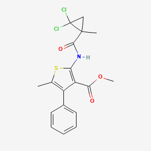 molecular formula C18H17Cl2NO3S B4277376 methyl 2-{[(2,2-dichloro-1-methylcyclopropyl)carbonyl]amino}-5-methyl-4-phenyl-3-thiophenecarboxylate 