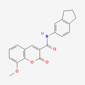 molecular formula C20H17NO4 B4277394 N-(2,3-dihydro-1H-inden-5-yl)-8-methoxy-2-oxo-2H-chromene-3-carboxamide 