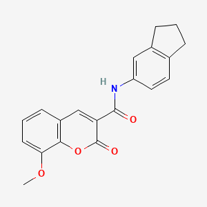 N-(2,3-dihydro-1H-inden-5-yl)-8-methoxy-2-oxo-2H-chromene-3-carboxamide