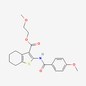 molecular formula C20H23NO5S B4277406 2-methoxyethyl 2-[(4-methoxybenzoyl)amino]-4,5,6,7-tetrahydro-1-benzothiophene-3-carboxylate 