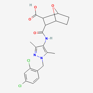 molecular formula C20H21Cl2N3O4 B4277411 3-({[1-(2,4-dichlorobenzyl)-3,5-dimethyl-1H-pyrazol-4-yl]amino}carbonyl)-7-oxabicyclo[2.2.1]heptane-2-carboxylic acid 