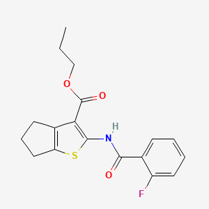 molecular formula C18H18FNO3S B4277417 propyl 2-[(2-fluorobenzoyl)amino]-5,6-dihydro-4H-cyclopenta[b]thiophene-3-carboxylate 
