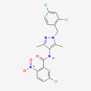 molecular formula C19H15Cl3N4O3 B4277442 5-chloro-N-[1-(2,4-dichlorobenzyl)-3,5-dimethyl-1H-pyrazol-4-yl]-2-nitrobenzamide 