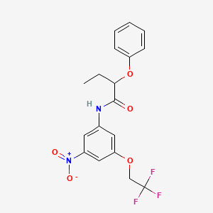 molecular formula C18H17F3N2O5 B4277486 N-[3-nitro-5-(2,2,2-trifluoroethoxy)phenyl]-2-phenoxybutanamide 