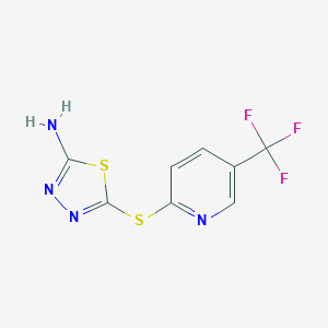 molecular formula C8H5F3N4S2 B427753 5-{[5-(Trifluoromethyl)-2-pyridinyl]sulfanyl}-1,3,4-thiadiazol-2-amine 