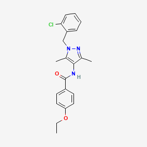 molecular formula C21H22ClN3O2 B4277541 N-[1-(2-chlorobenzyl)-3,5-dimethyl-1H-pyrazol-4-yl]-4-ethoxybenzamide 