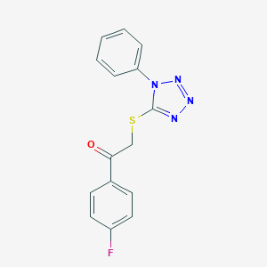 molecular formula C15H11FN4OS B427756 Tetrazole, 1-phenyl-5-(4-fluorobenzoylmethylthio)- CAS No. 296273-83-1