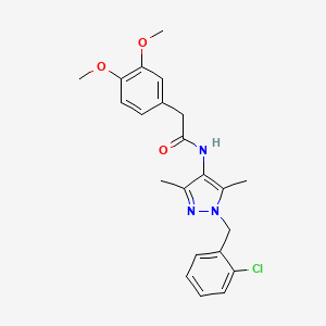 molecular formula C22H24ClN3O3 B4277578 N-[1-(2-chlorobenzyl)-3,5-dimethyl-1H-pyrazol-4-yl]-2-(3,4-dimethoxyphenyl)acetamide 