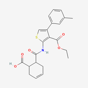 molecular formula C22H23NO5S B4277589 6-({[3-(ethoxycarbonyl)-4-(3-methylphenyl)-2-thienyl]amino}carbonyl)-3-cyclohexene-1-carboxylic acid 