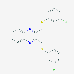 molecular formula C22H16Cl2N2S2 B427759 2,3-Bis{[(3-chlorophenyl)sulfanyl]methyl}quinoxaline 