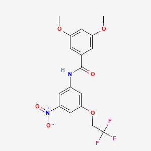 molecular formula C17H15F3N2O6 B4277605 3,5-dimethoxy-N-[3-nitro-5-(2,2,2-trifluoroethoxy)phenyl]benzamide 