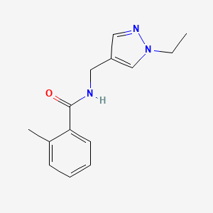 molecular formula C14H17N3O B4277606 N-[(1-ethyl-1H-pyrazol-4-yl)methyl]-2-methylbenzamide 