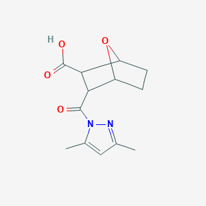 molecular formula C13H16N2O4 B4277622 3-[(3,5-dimethyl-1H-pyrazol-1-yl)carbonyl]-7-oxabicyclo[2.2.1]heptane-2-carboxylic acid 