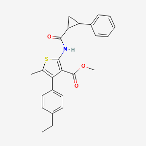 molecular formula C25H25NO3S B4277628 methyl 4-(4-ethylphenyl)-5-methyl-2-{[(2-phenylcyclopropyl)carbonyl]amino}-3-thiophenecarboxylate 