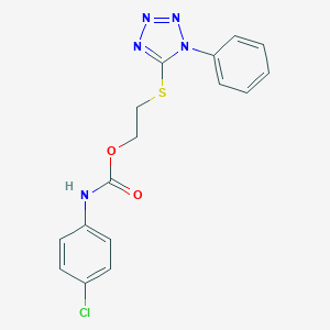 molecular formula C16H14ClN5O2S B427763 2-[(1-phenyl-1H-tetraazol-5-yl)thio]ethyl4-chlorophenylcarbamate 