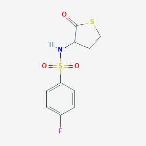molecular formula C10H10FNO3S2 B427766 4-fluoro-N-(2-oxotetrahydro-3-thienyl)benzenesulfonamide 