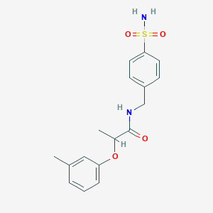 molecular formula C17H20N2O4S B4277664 N-[4-(aminosulfonyl)benzyl]-2-(3-methylphenoxy)propanamide 