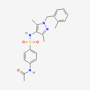 molecular formula C21H24N4O3S B4277711 N-[4-({[3,5-dimethyl-1-(2-methylbenzyl)-1H-pyrazol-4-yl]amino}sulfonyl)phenyl]acetamide 