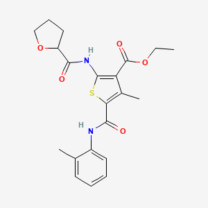 molecular formula C21H24N2O5S B4277715 ethyl 4-methyl-5-{[(2-methylphenyl)amino]carbonyl}-2-[(tetrahydro-2-furanylcarbonyl)amino]-3-thiophenecarboxylate 