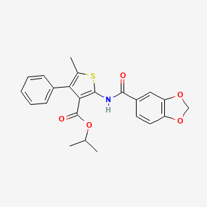 molecular formula C23H21NO5S B4277747 isopropyl 2-[(1,3-benzodioxol-5-ylcarbonyl)amino]-5-methyl-4-phenyl-3-thiophenecarboxylate 