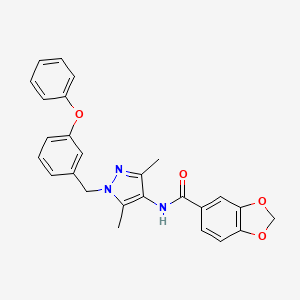 molecular formula C26H23N3O4 B4277759 N-[3,5-dimethyl-1-(3-phenoxybenzyl)-1H-pyrazol-4-yl]-1,3-benzodioxole-5-carboxamide 