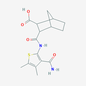 molecular formula C16H20N2O4S B4277761 3-({[3-(aminocarbonyl)-4,5-dimethyl-2-thienyl]amino}carbonyl)bicyclo[2.2.1]heptane-2-carboxylic acid 