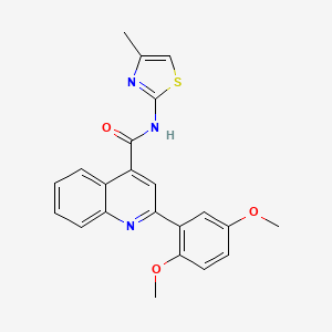 molecular formula C22H19N3O3S B4277779 2-(2,5-dimethoxyphenyl)-N-(4-methyl-1,3-thiazol-2-yl)-4-quinolinecarboxamide 