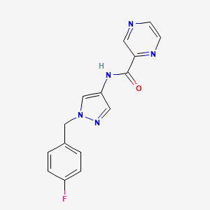 molecular formula C15H12FN5O B4277847 N-[1-(4-fluorobenzyl)-1H-pyrazol-4-yl]-2-pyrazinecarboxamide 