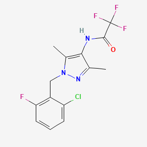 molecular formula C14H12ClF4N3O B4277878 N-[1-(2-chloro-6-fluorobenzyl)-3,5-dimethyl-1H-pyrazol-4-yl]-2,2,2-trifluoroacetamide 