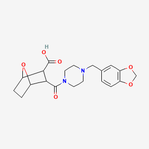 molecular formula C20H24N2O6 B4277887 3-{[4-(1,3-benzodioxol-5-ylmethyl)-1-piperazinyl]carbonyl}-7-oxabicyclo[2.2.1]heptane-2-carboxylic acid 