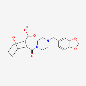 3-{[4-(1,3-benzodioxol-5-ylmethyl)-1-piperazinyl]carbonyl}-7-oxabicyclo[2.2.1]heptane-2-carboxylic acid