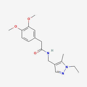 molecular formula C17H23N3O3 B4277966 2-(3,4-dimethoxyphenyl)-N-[(1-ethyl-5-methyl-1H-pyrazol-4-yl)methyl]acetamide 