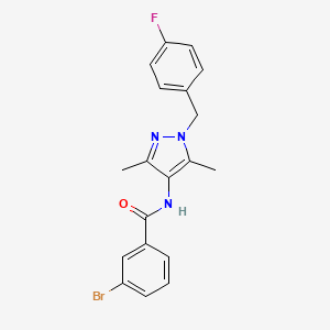 molecular formula C19H17BrFN3O B4277981 3-bromo-N-[1-(4-fluorobenzyl)-3,5-dimethyl-1H-pyrazol-4-yl]benzamide 