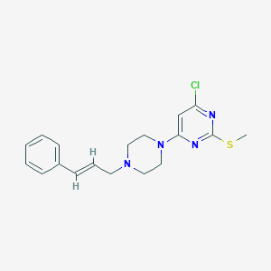 molecular formula C18H21ClN4S B427804 4-Chloro-6-(4-cinnamyl-1-piperazinyl)-2-pyrimidinyl methyl sulfide 