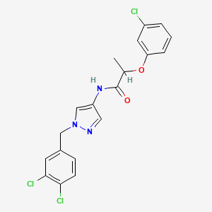 molecular formula C19H16Cl3N3O2 B4278093 2-(3-chlorophenoxy)-N-[1-(3,4-dichlorobenzyl)-1H-pyrazol-4-yl]propanamide 