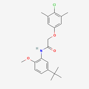 molecular formula C21H26ClNO3 B4278103 N-(5-tert-butyl-2-methoxyphenyl)-2-(4-chloro-3,5-dimethylphenoxy)acetamide 