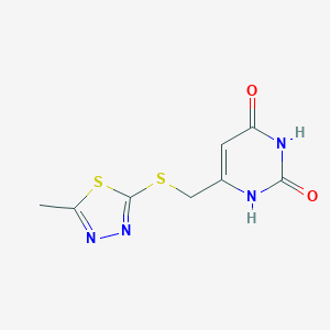 molecular formula C8H8N4O2S2 B427811 6-{[(5-methyl-1,3,4-thiadiazol-2-yl)sulfanyl]methyl}-2,4(1H,3H)-pyrimidinedione 