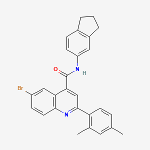 molecular formula C27H23BrN2O B4278133 6-bromo-N-(2,3-dihydro-1H-inden-5-yl)-2-(2,4-dimethylphenyl)-4-quinolinecarboxamide 