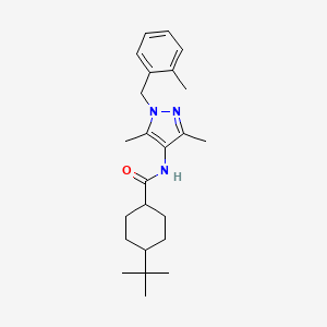 molecular formula C24H35N3O B4278168 4-tert-butyl-N-[3,5-dimethyl-1-(2-methylbenzyl)-1H-pyrazol-4-yl]cyclohexanecarboxamide 