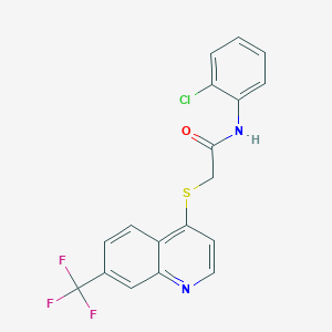 molecular formula C18H12ClF3N2OS B427818 N-(2-chlorophenyl)-2-{[7-(trifluoromethyl)-4-quinolinyl]sulfanyl}acetamide 