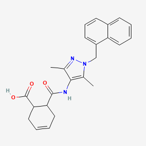 molecular formula C24H25N3O3 B4278190 6-({[3,5-dimethyl-1-(1-naphthylmethyl)-1H-pyrazol-4-yl]amino}carbonyl)-3-cyclohexene-1-carboxylic acid 