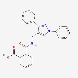 molecular formula C24H23N3O3 B4278315 6-({[(1,3-diphenyl-1H-pyrazol-4-yl)methyl]amino}carbonyl)-3-cyclohexene-1-carboxylic acid 