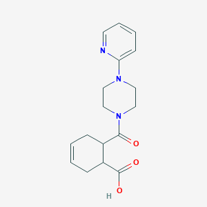 molecular formula C17H21N3O3 B4278369 6-{[4-(2-pyridinyl)-1-piperazinyl]carbonyl}-3-cyclohexene-1-carboxylic acid 