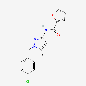 molecular formula C16H14ClN3O2 B4278377 N-[1-(4-chlorobenzyl)-5-methyl-1H-pyrazol-3-yl]-2-furamide 