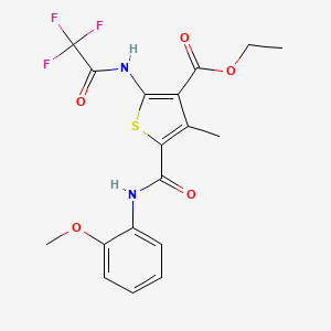 molecular formula C18H17F3N2O5S B4278427 ethyl 5-{[(2-methoxyphenyl)amino]carbonyl}-4-methyl-2-[(trifluoroacetyl)amino]-3-thiophenecarboxylate 