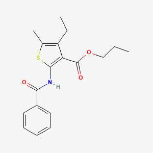 molecular formula C18H21NO3S B4278469 propyl 2-(benzoylamino)-4-ethyl-5-methyl-3-thiophenecarboxylate 